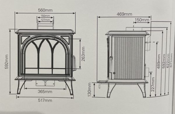 Stovax Huntingdon 30 wood burner with tracery door - Image 3